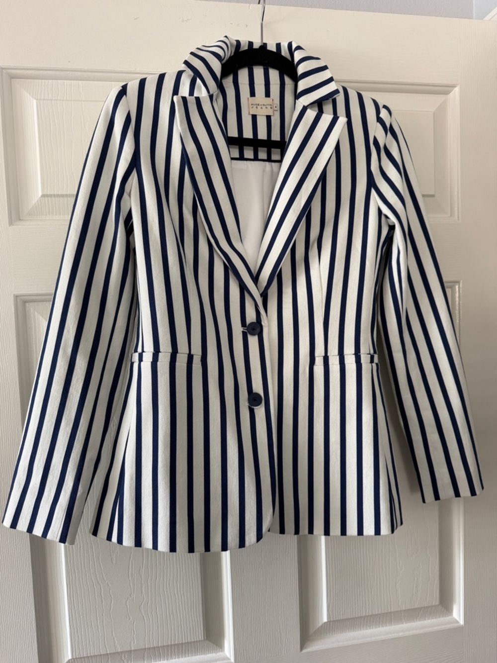 Alice+Olivia Striped Navy & White Blazer - Women’s Tailored Jacket